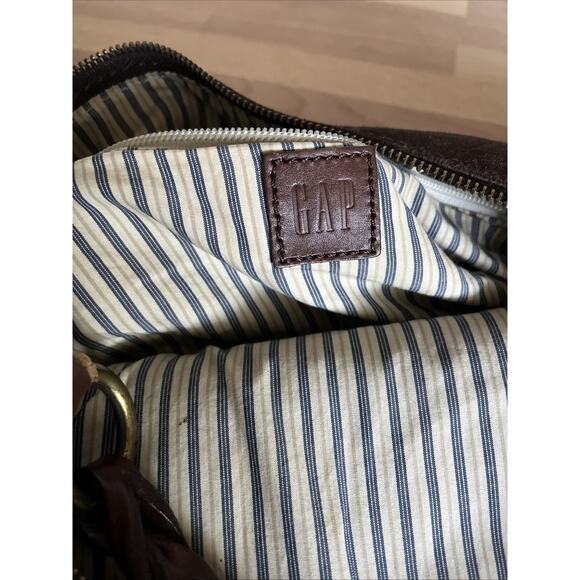 GAP Vintage Chocolate Brown Suede Hobo Shoulder Bag Braided Leather Handle - Picture 6 of 9